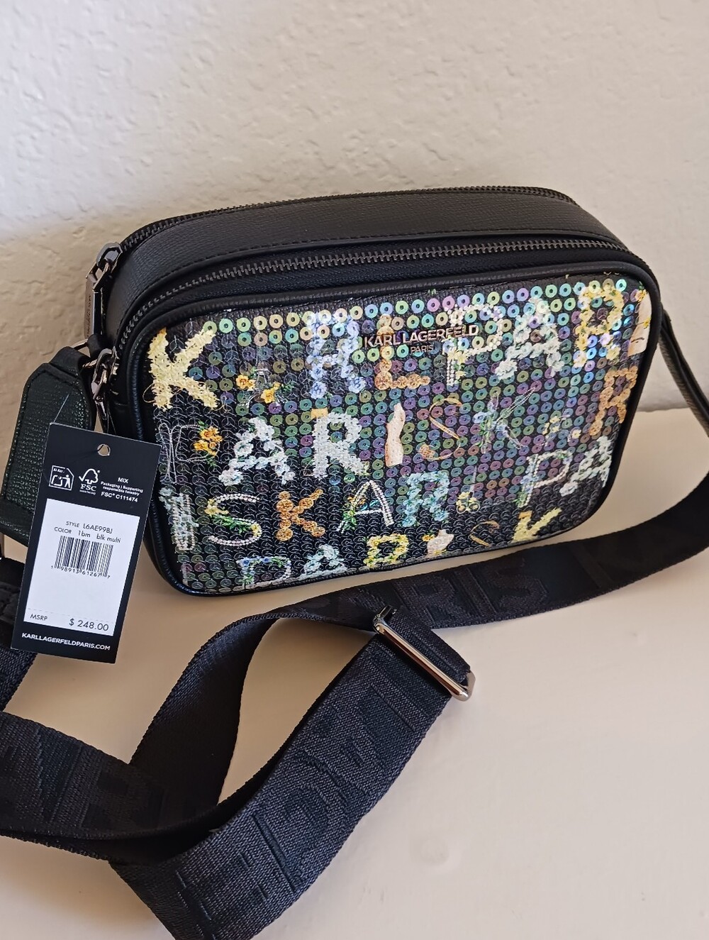Karl Lagerfeld Paris Maybelle Sequin Crossbody Bag